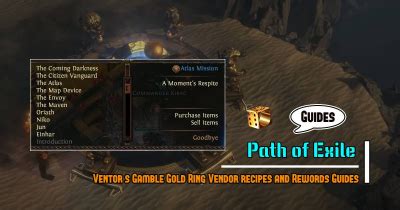 POE Ventor's Gamble Gold Ring Vendor recipes and .